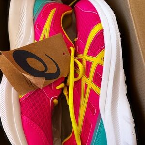 Asics Neon Pink and Yellow Sneakers